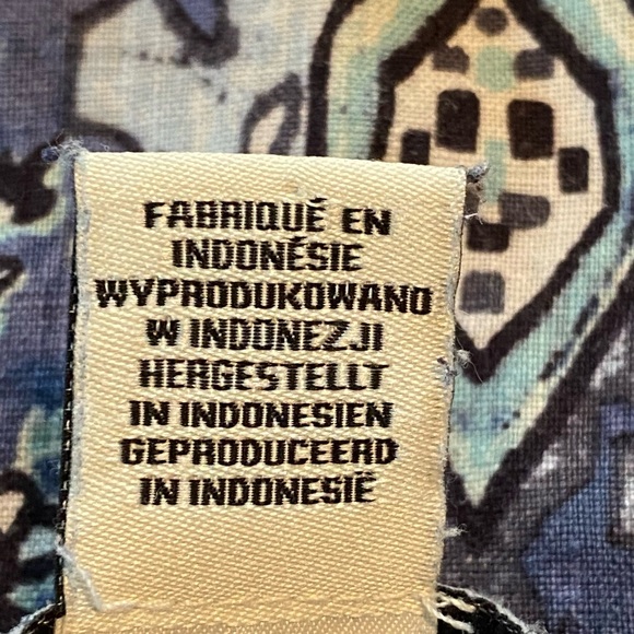 Rachel Zoe Ikat Print Linen A-line Dress w Pockets! Blue Grey Black & White Lg - Picture 6 of 11